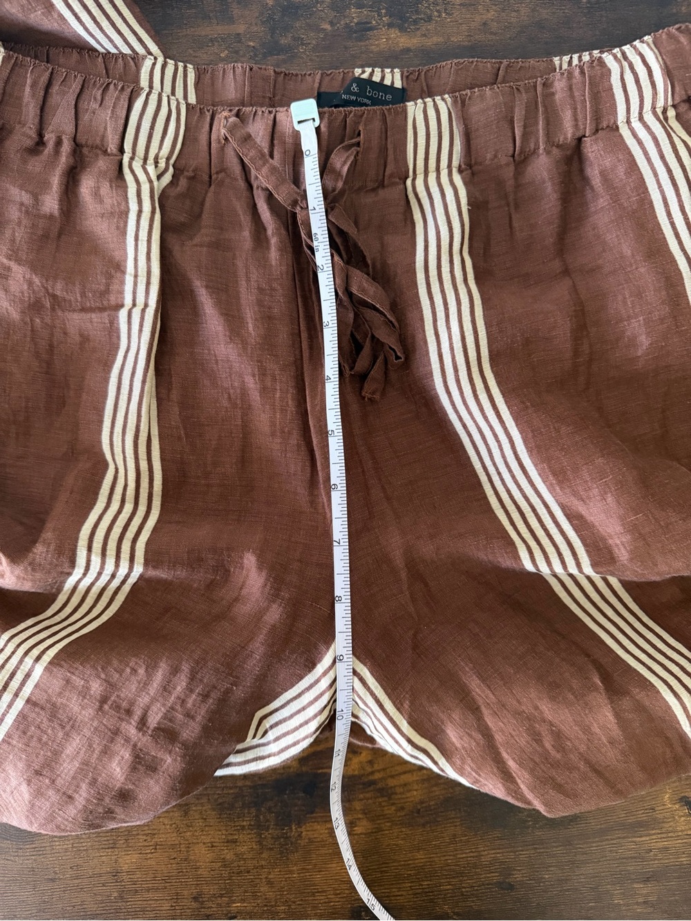 Rag & Bone Women's Brown Olivia Stripe Linen & Silk Pants Medium - Picture 9 of 10